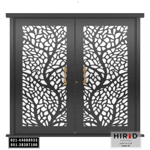 درب فلزی لیزری دولنگه هیراد طرح بید مجنون کد 2039 عرض 265 ارتفاع 223 